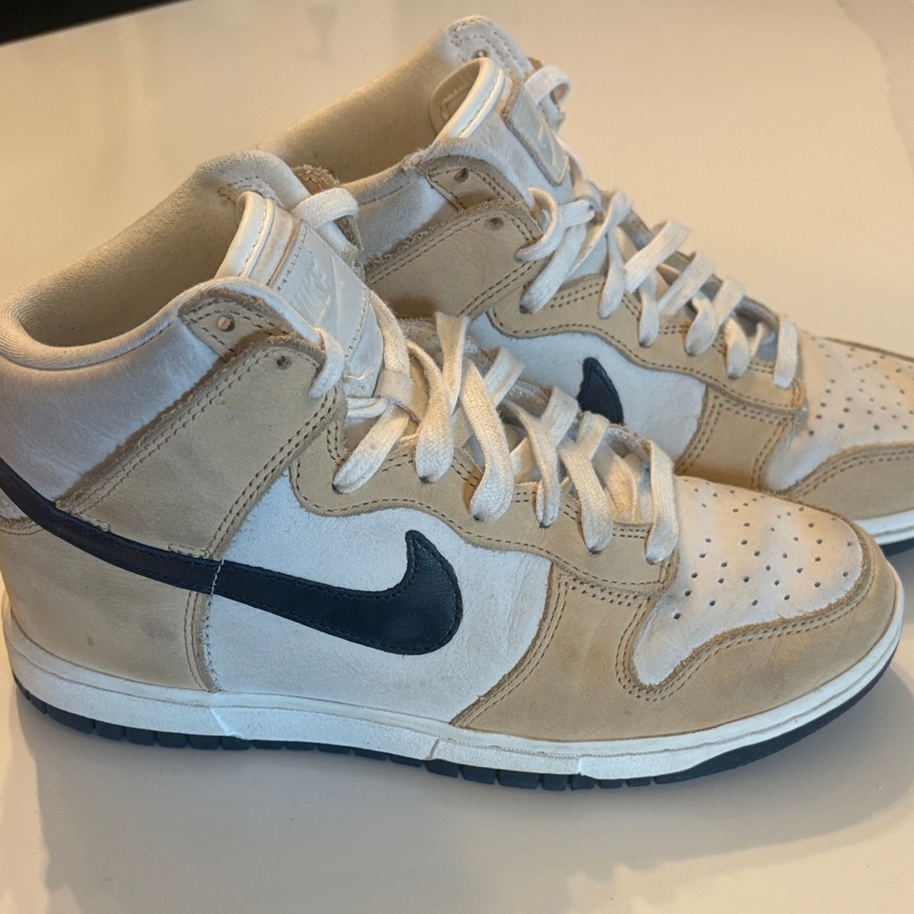 Nike Youth Beige and White High-Top Sneakers